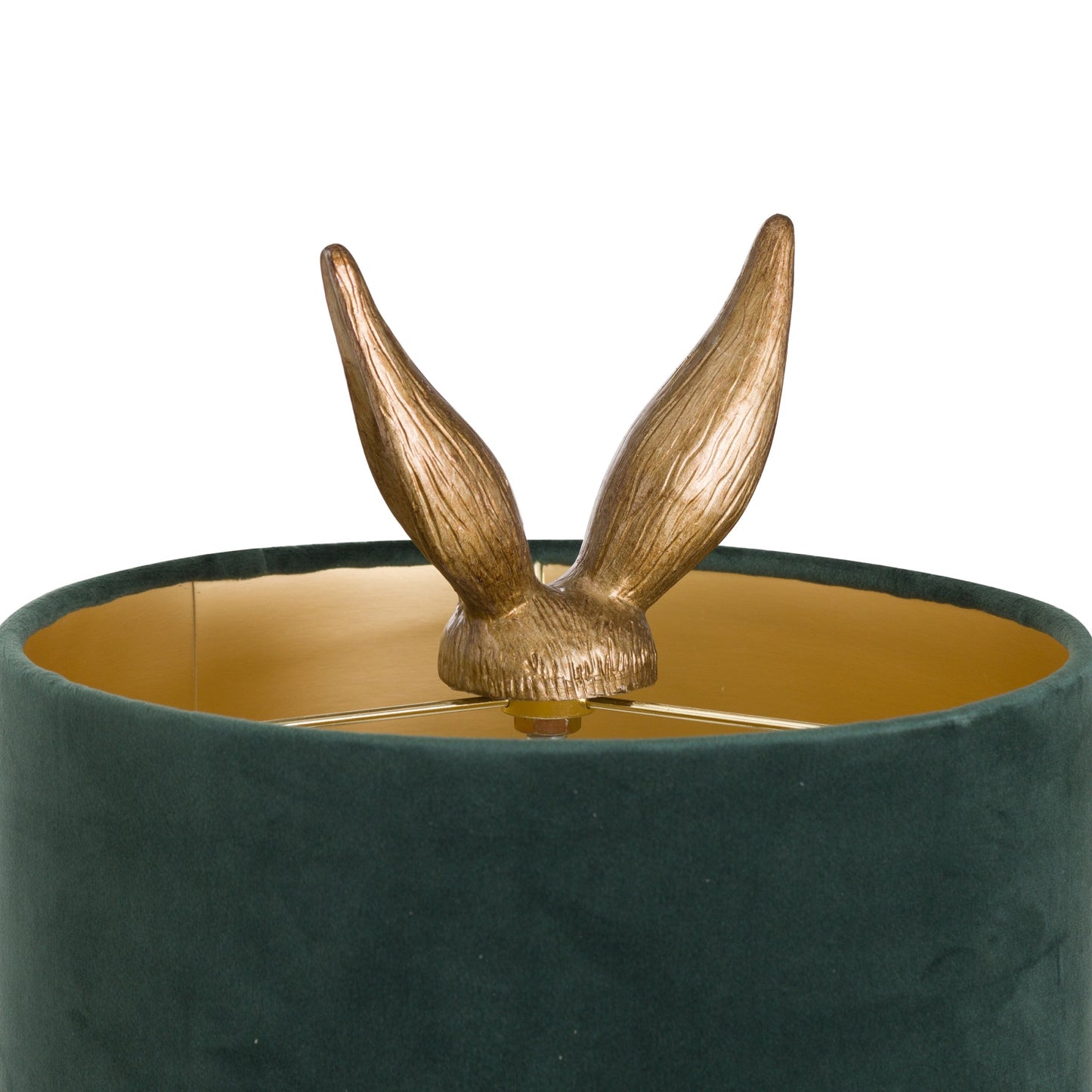 Antique Gold Hare Table Lamp With green Velvet Shade