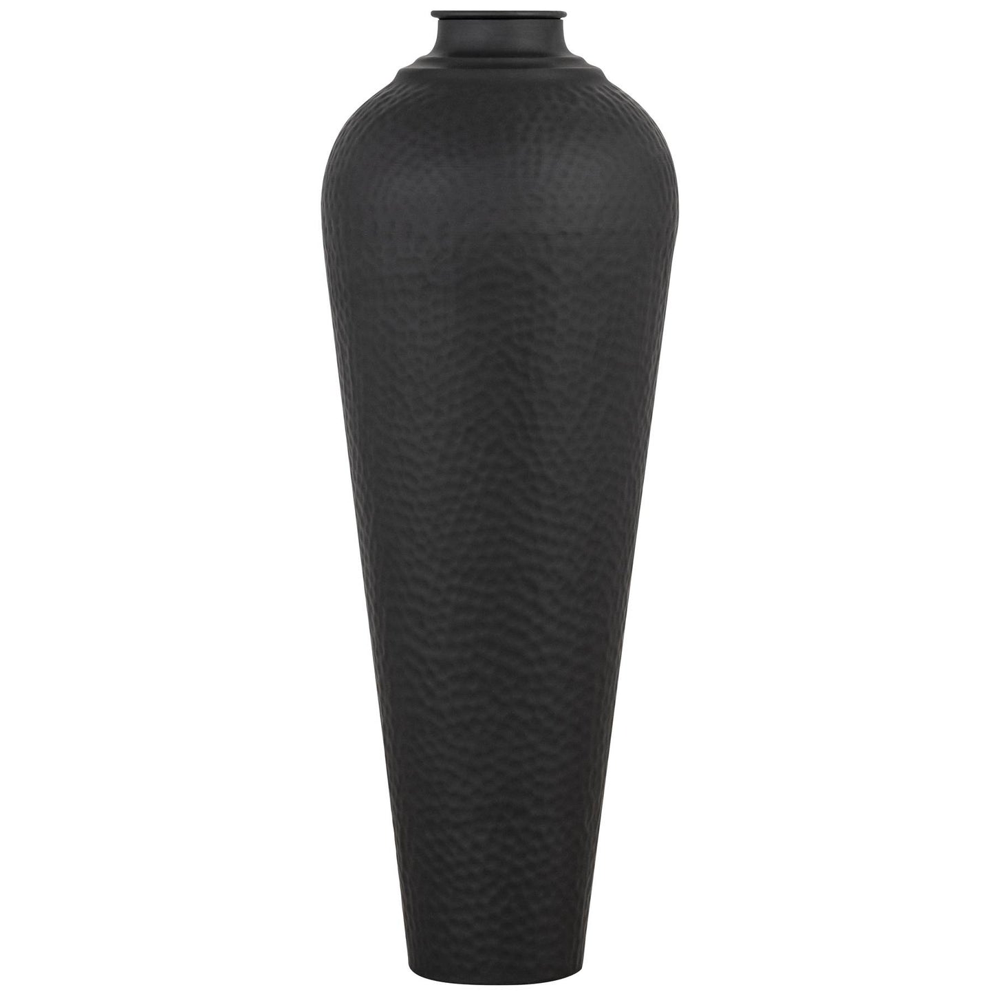Matt Black Hammered Vase With Lid