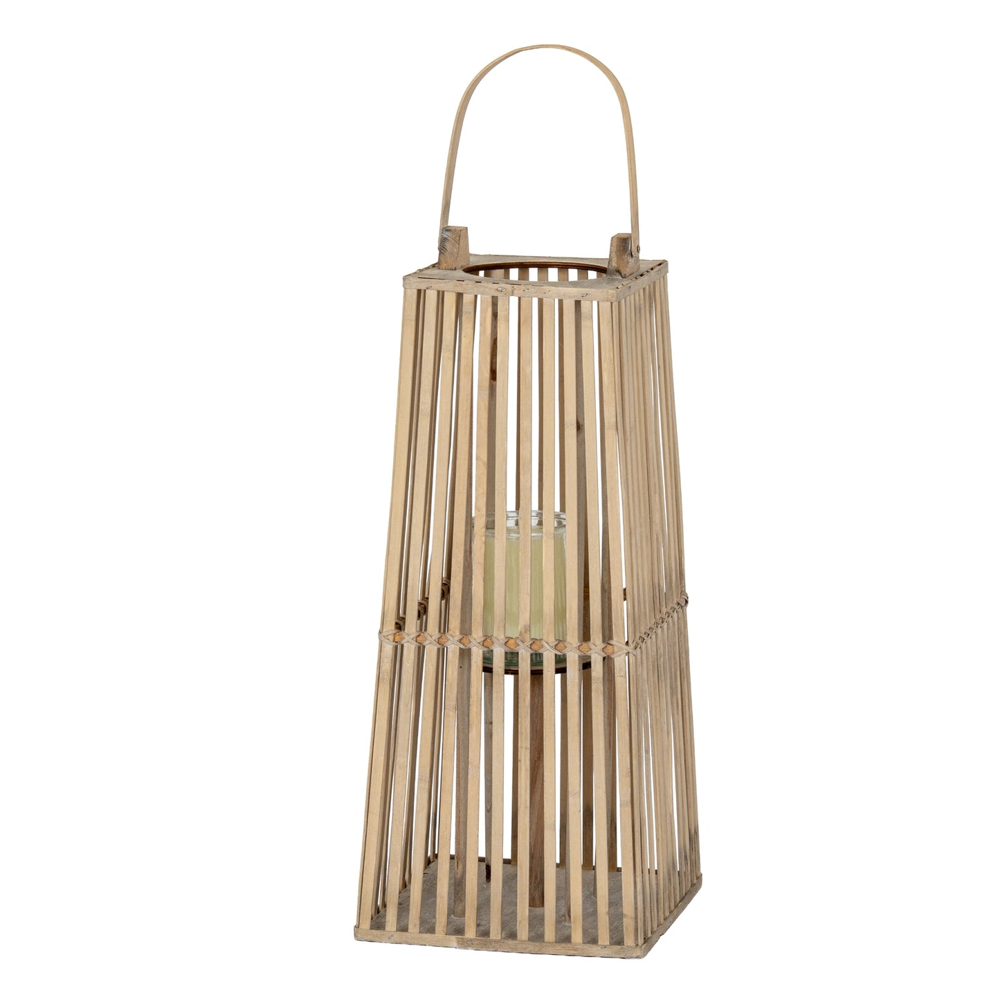 Small Silo Wicker Lantern With Glass Holder