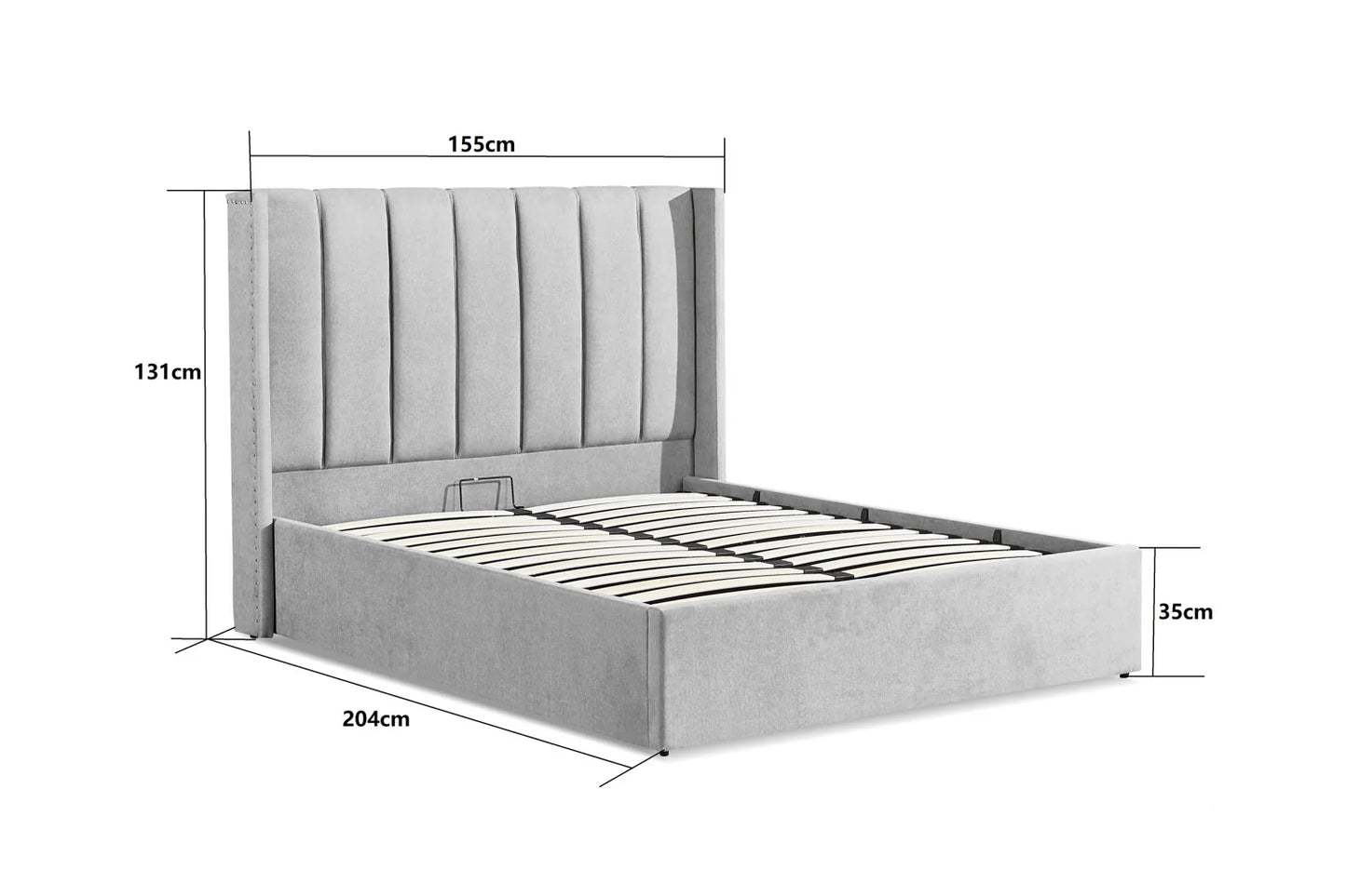 Amber Double Bed Frame With Storage - Grey