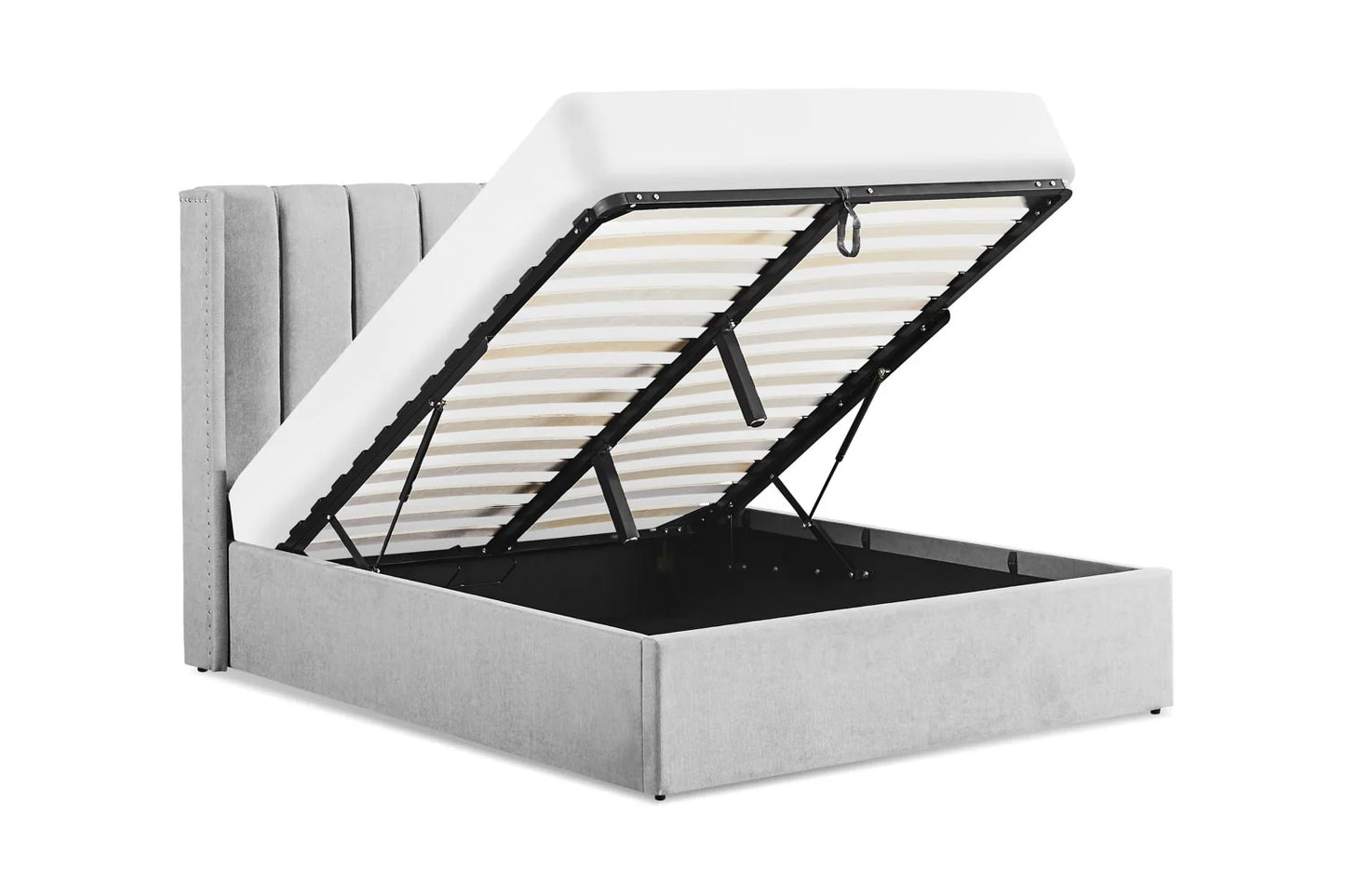 Amber Double Bed Frame With Storage - Grey