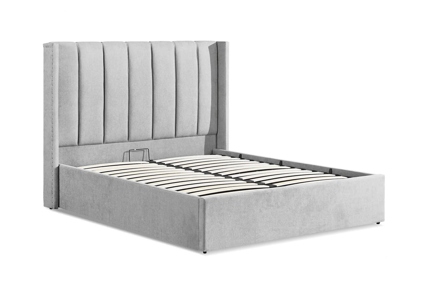 Amber Double Bed Frame With Storage - Grey