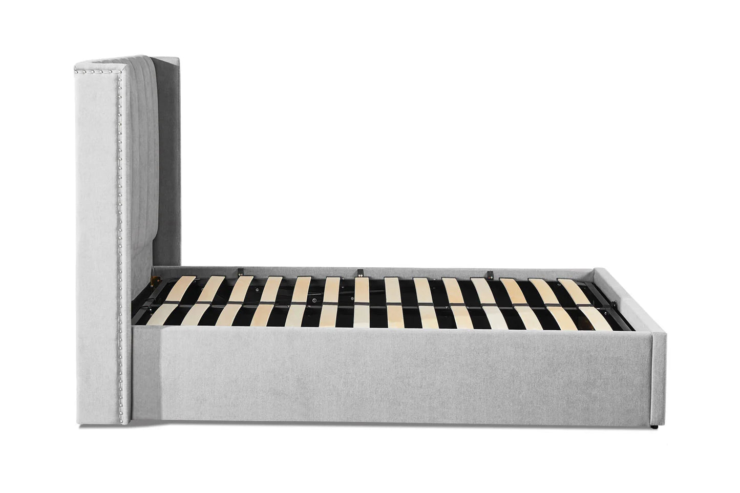 Amber Double Bed Frame With Storage - Grey