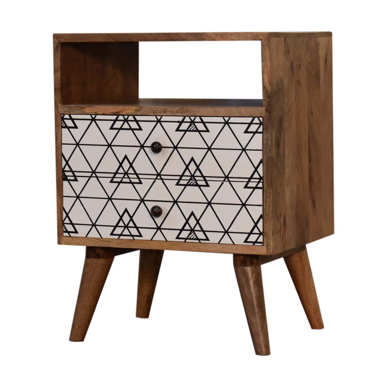 Triangle Print Open Bedside Table