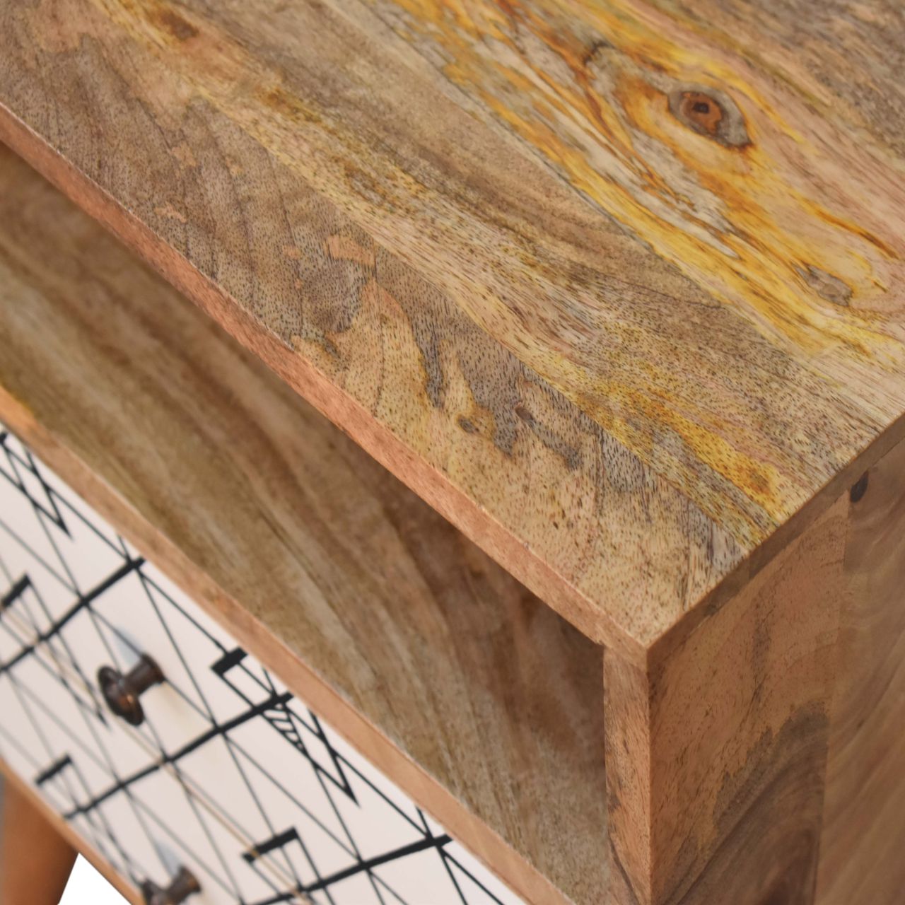 Triangle Print Open Bedside Table