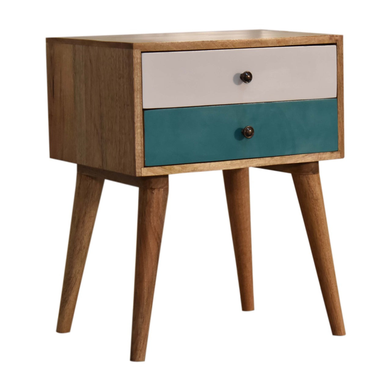 Teal Modern Solid Wood Bedside Table