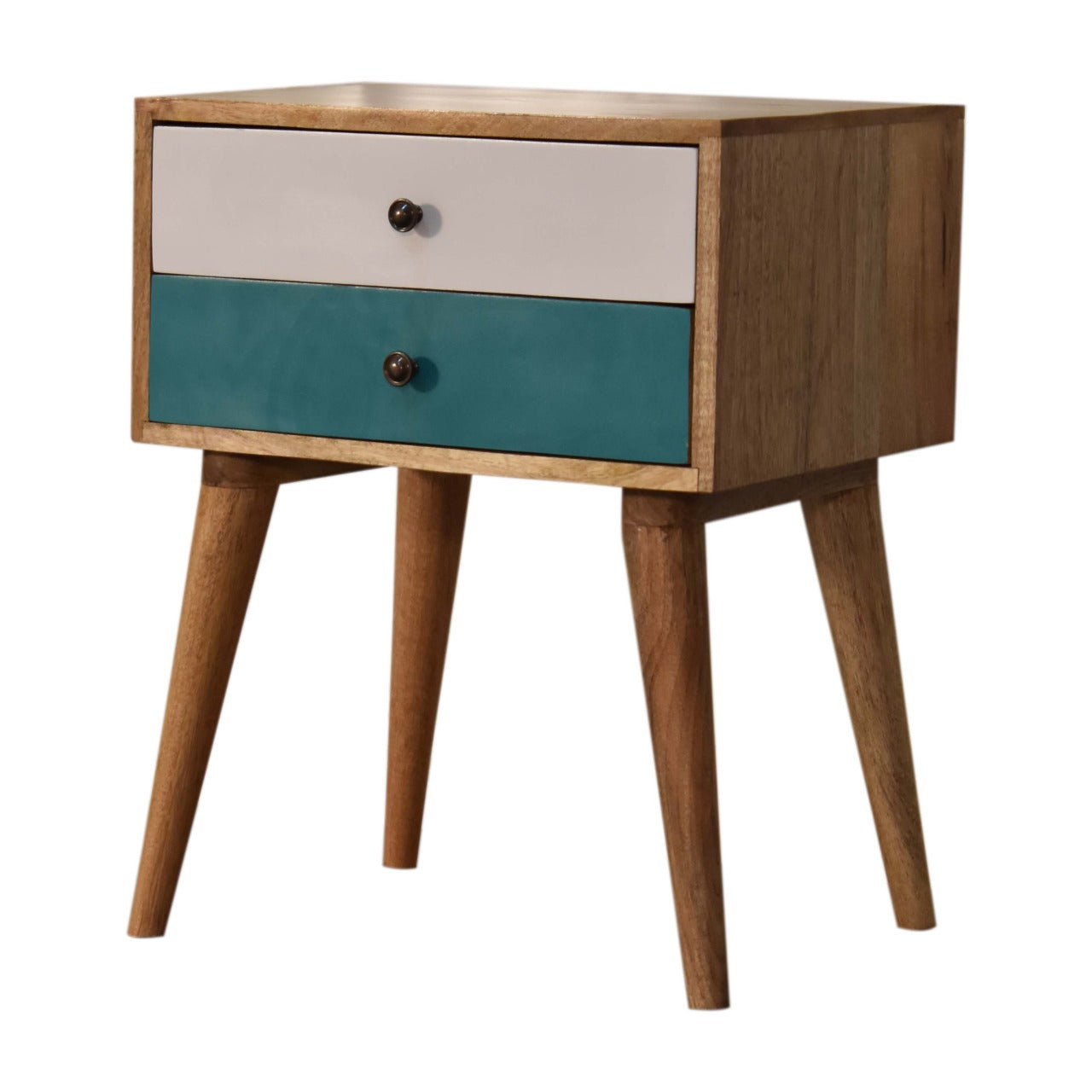 Teal Modern Solid Wood Bedside Table