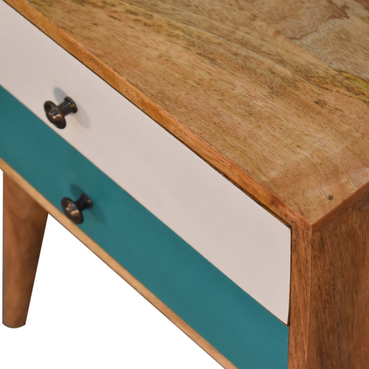 Teal Modern Solid Wood Bedside Table
