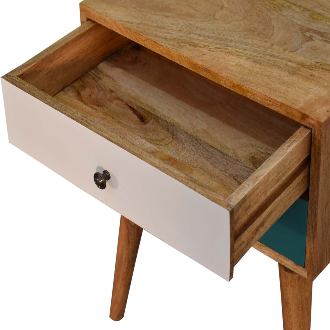 Teal Modern Solid Wood Bedside Table