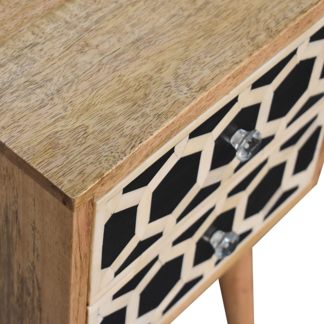 Mini Bone Inlay 2 Drawer Bedside Table