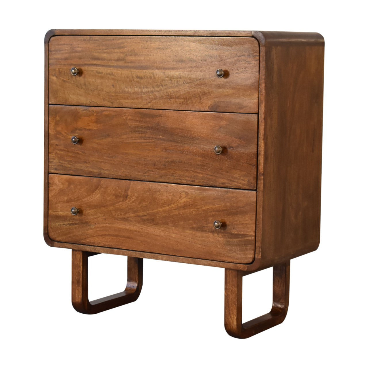 U Curved Chestnut Chest Of Drawers