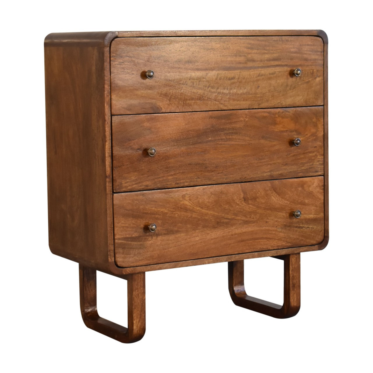 U Curved Chestnut Chest Of Drawers
