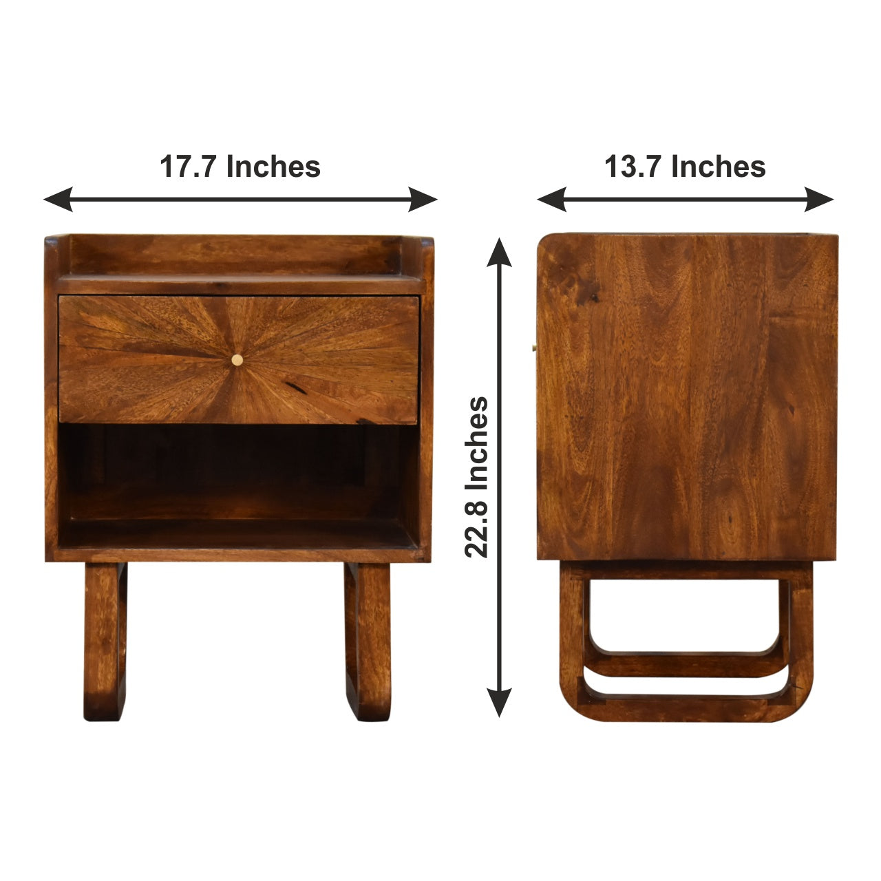 U-Chestnut Sunrise Open Bedside Table
