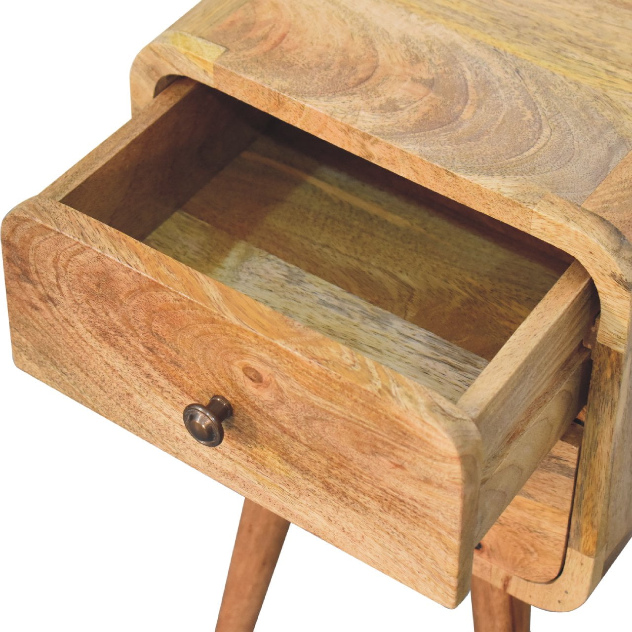 Mini Oak-ish Curved Bedside Table