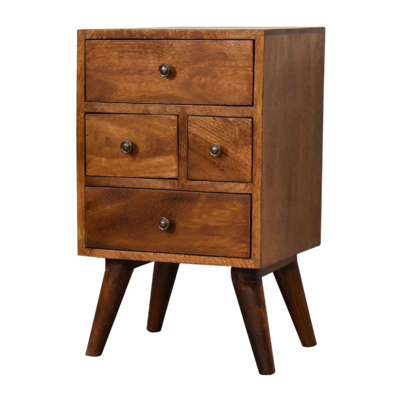 4 Drawer Multi Chestnut Bedside Table