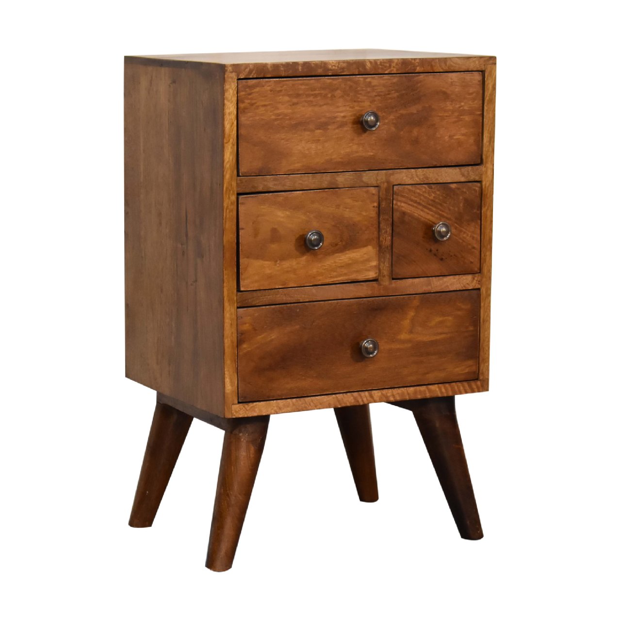 4 Drawer Multi Chestnut Bedside Table