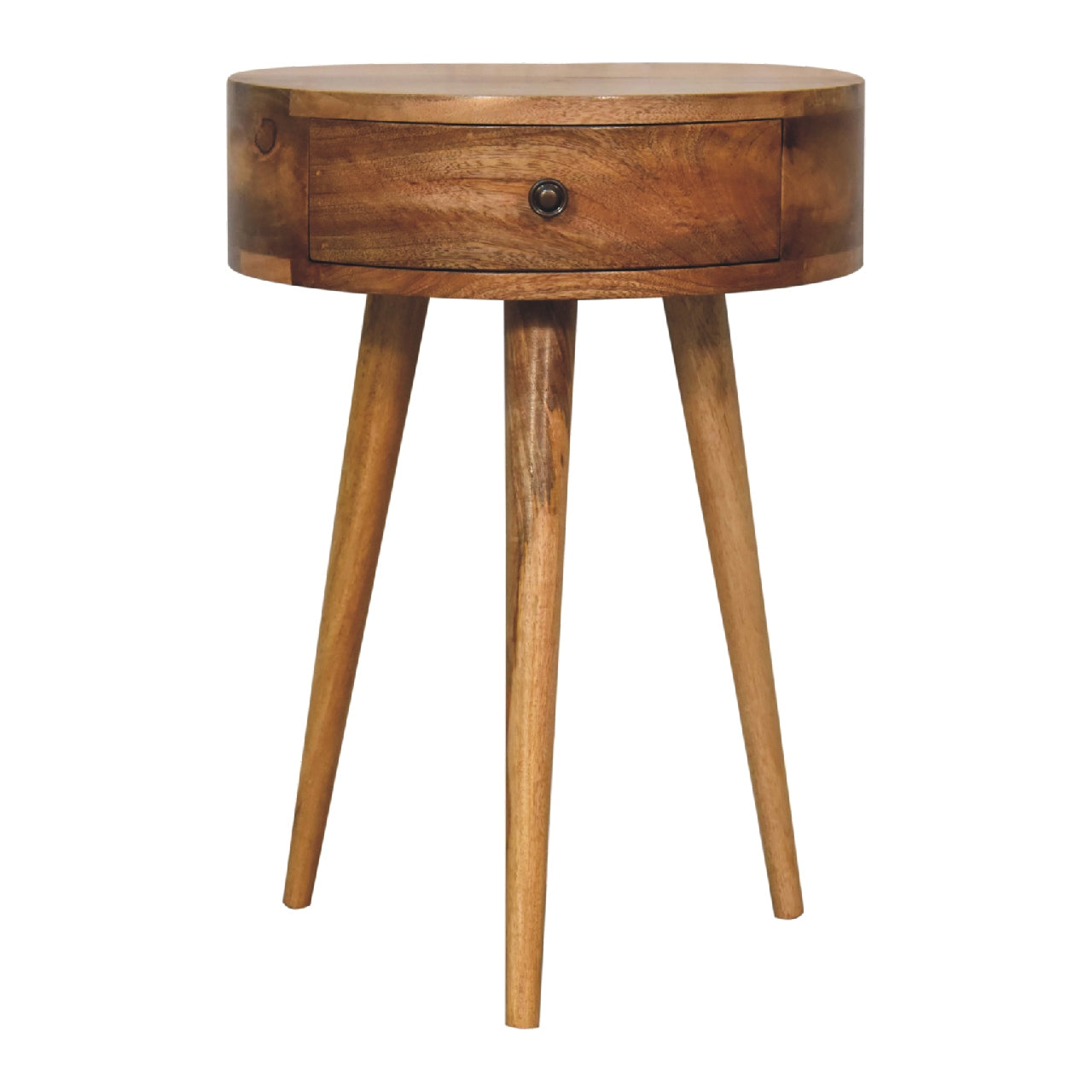 Mini Oak-ish Circular Shape Bedside Table