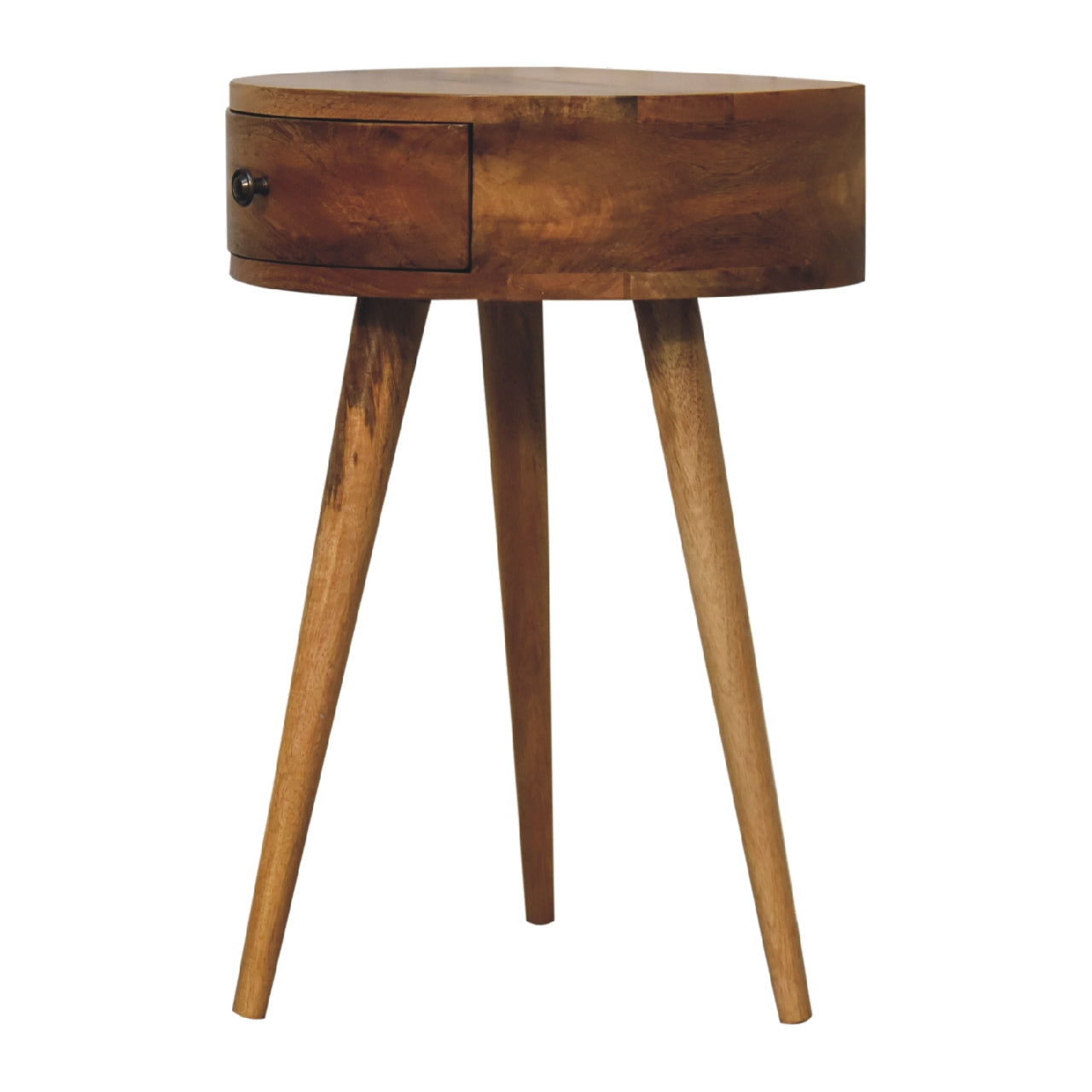 Mini Oak-ish Circular Shape Bedside Table