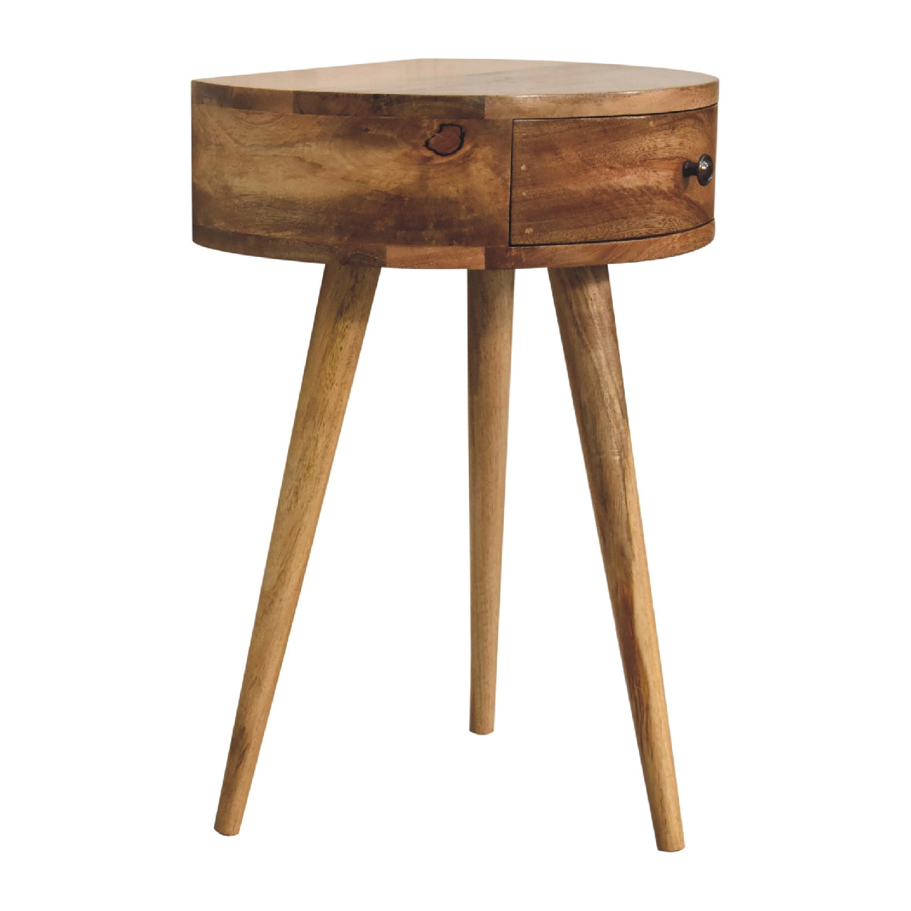 Mini Oak-ish Circular Shape Bedside Table