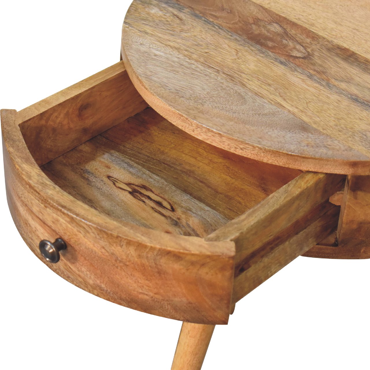 Mini Oak-ish Circular Shape Bedside Table