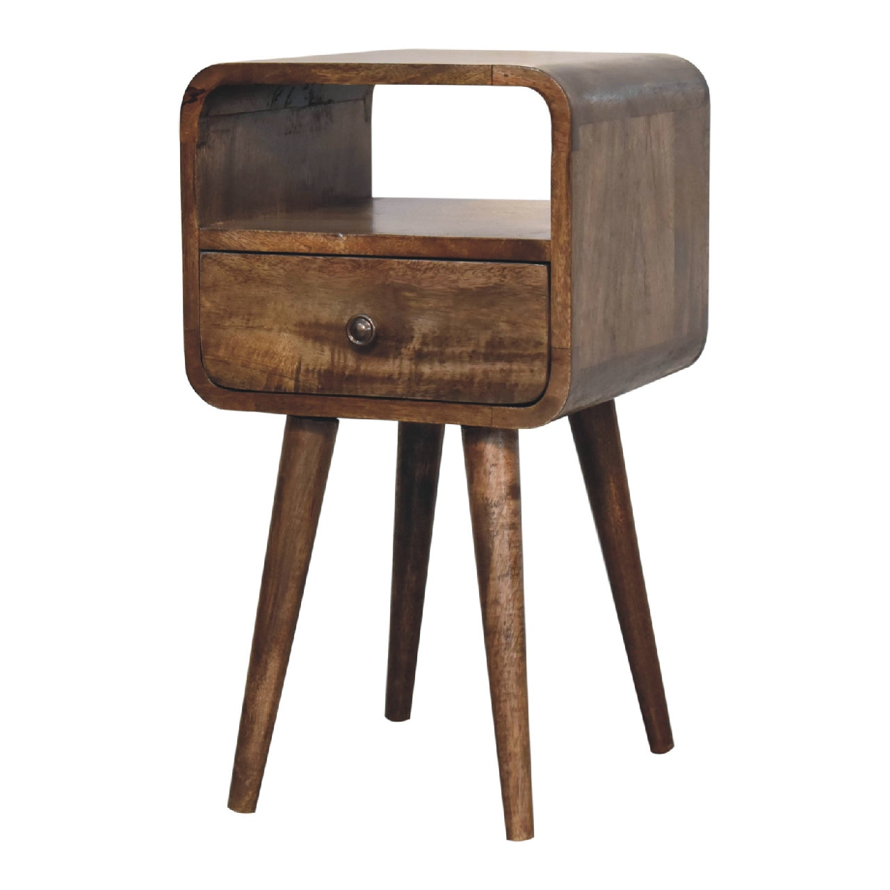 Mini Grey Wash Curve Open Bedside Table