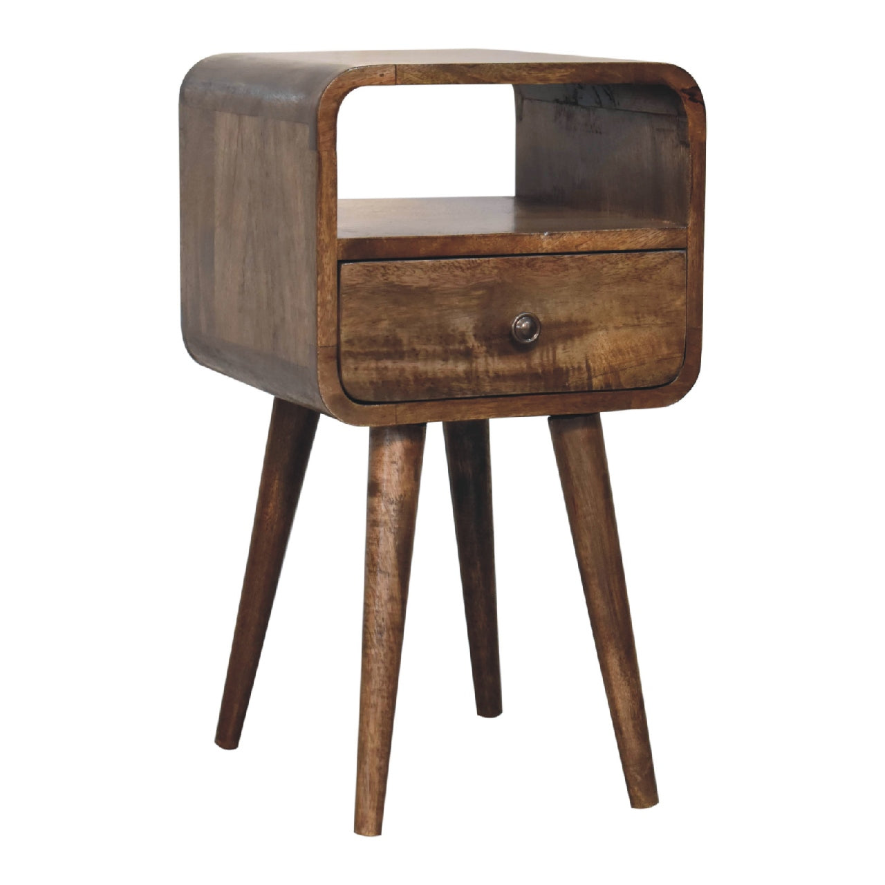 Mini Grey Wash Curve Open Bedside Table
