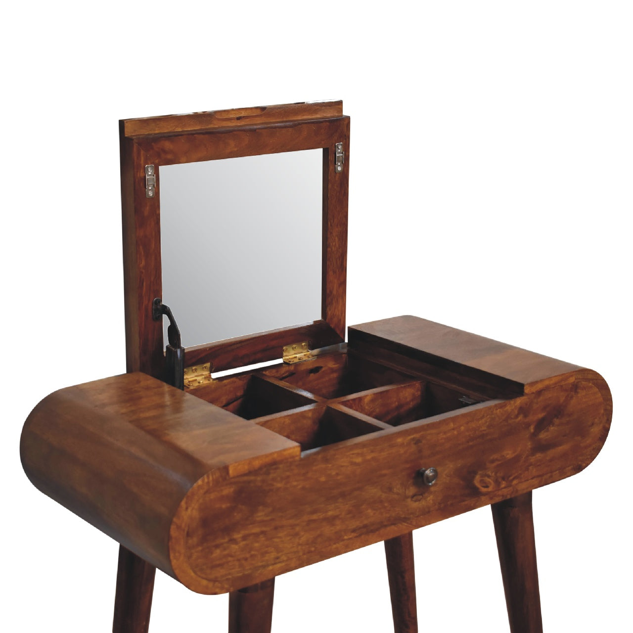 Mini Round Chestnut Fold Dressing Table