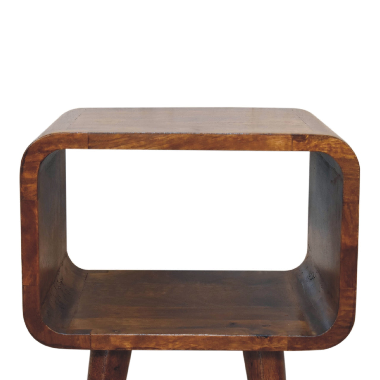 Mini Chestnut Curved Open Bedside Table
