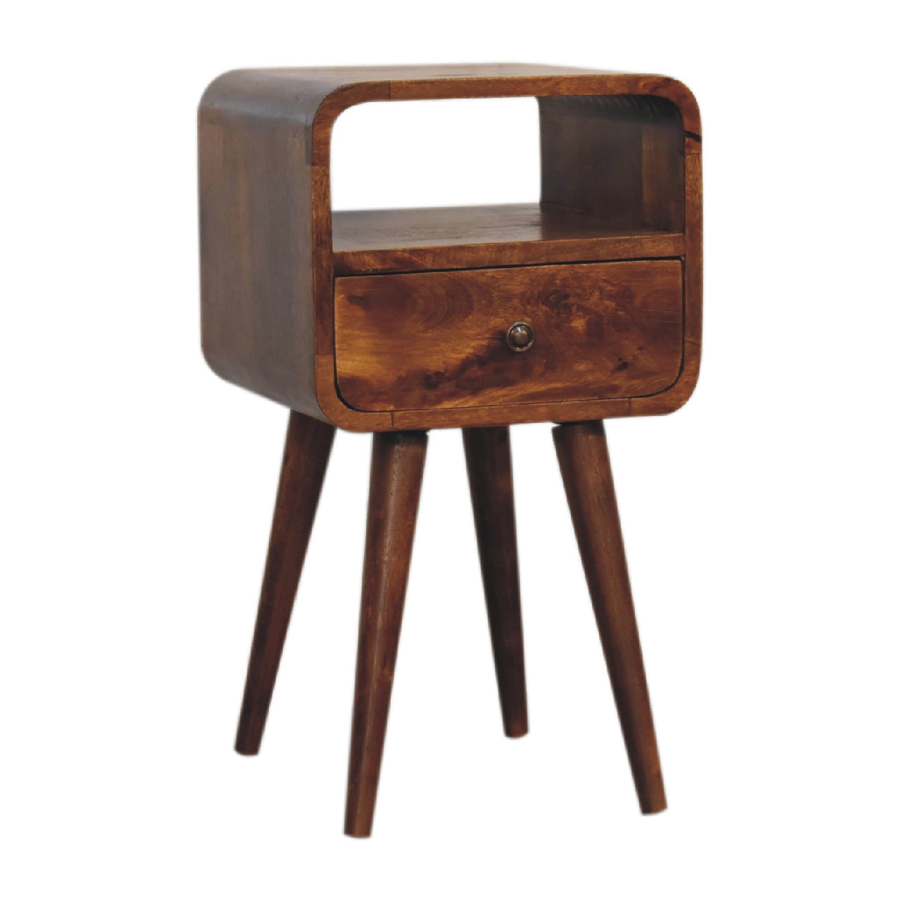 Mini Chestnut Curve Open Bedside Table