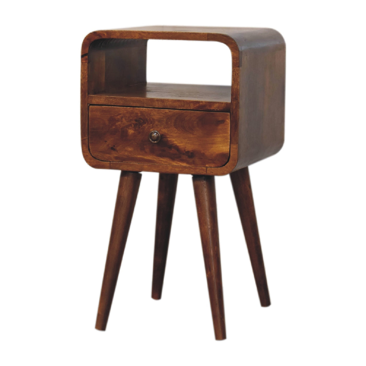 Mini Chestnut Curve Open Bedside Table