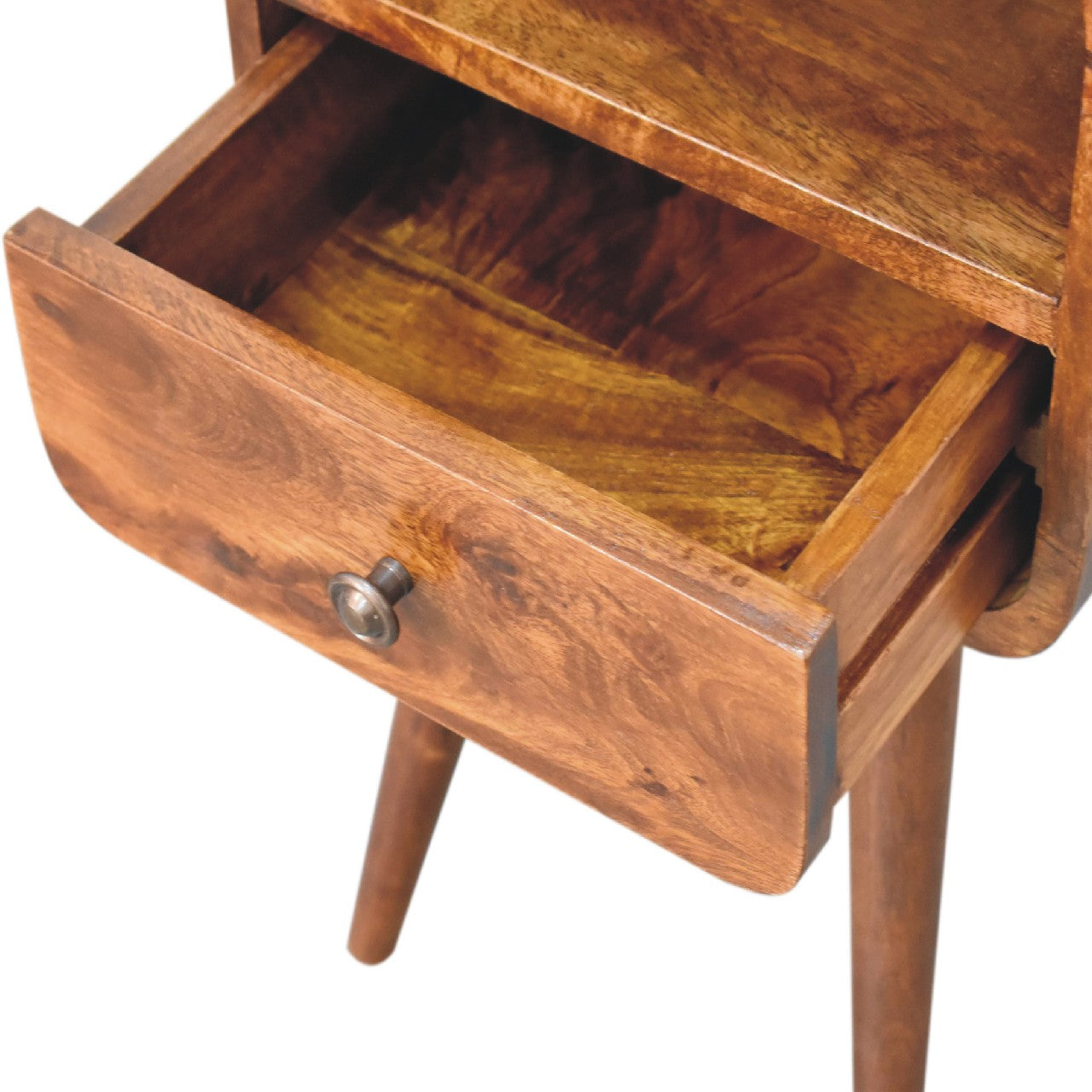 Mini Chestnut Curve Open Bedside Table