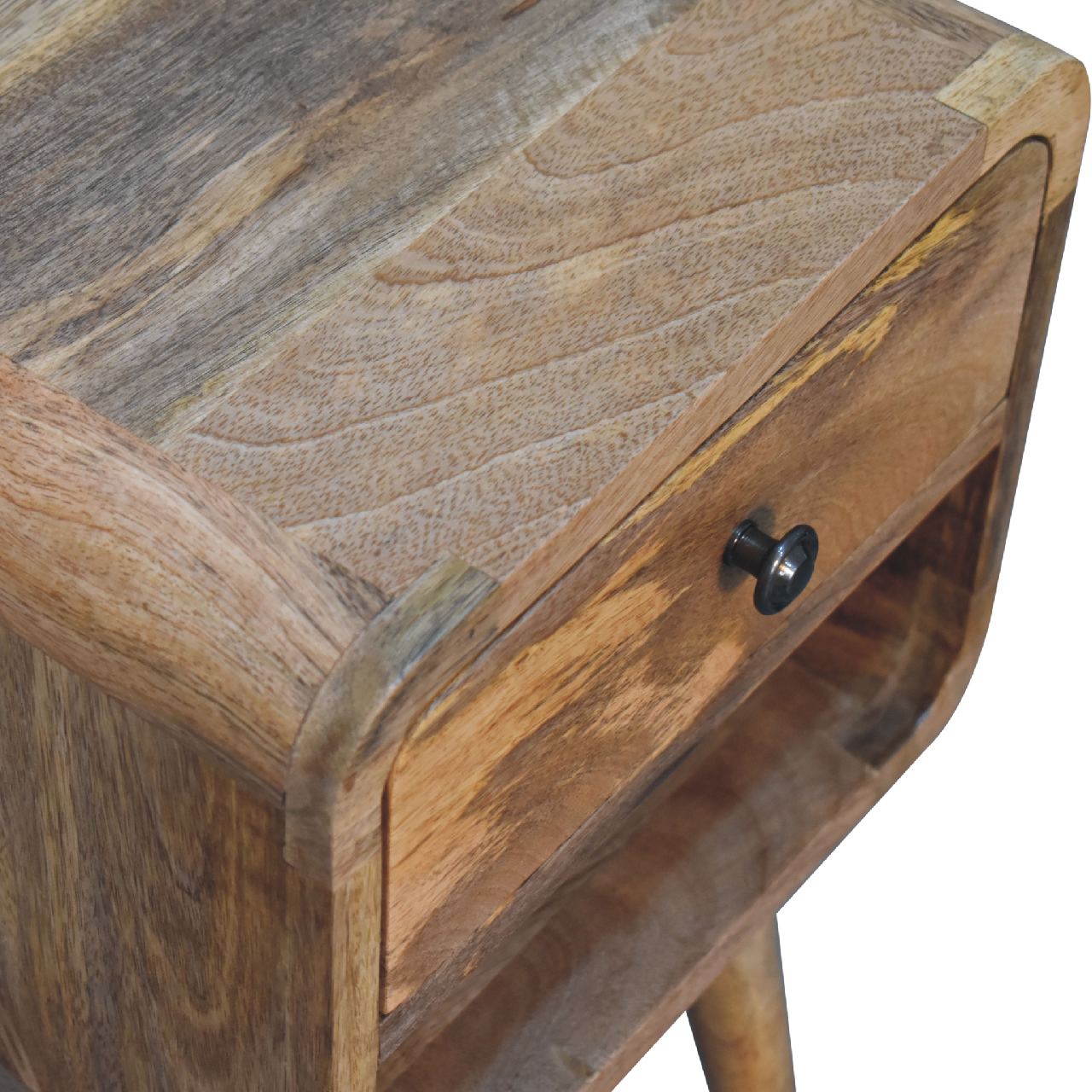 Mini Oak-ish Curve Lower Bedside Table