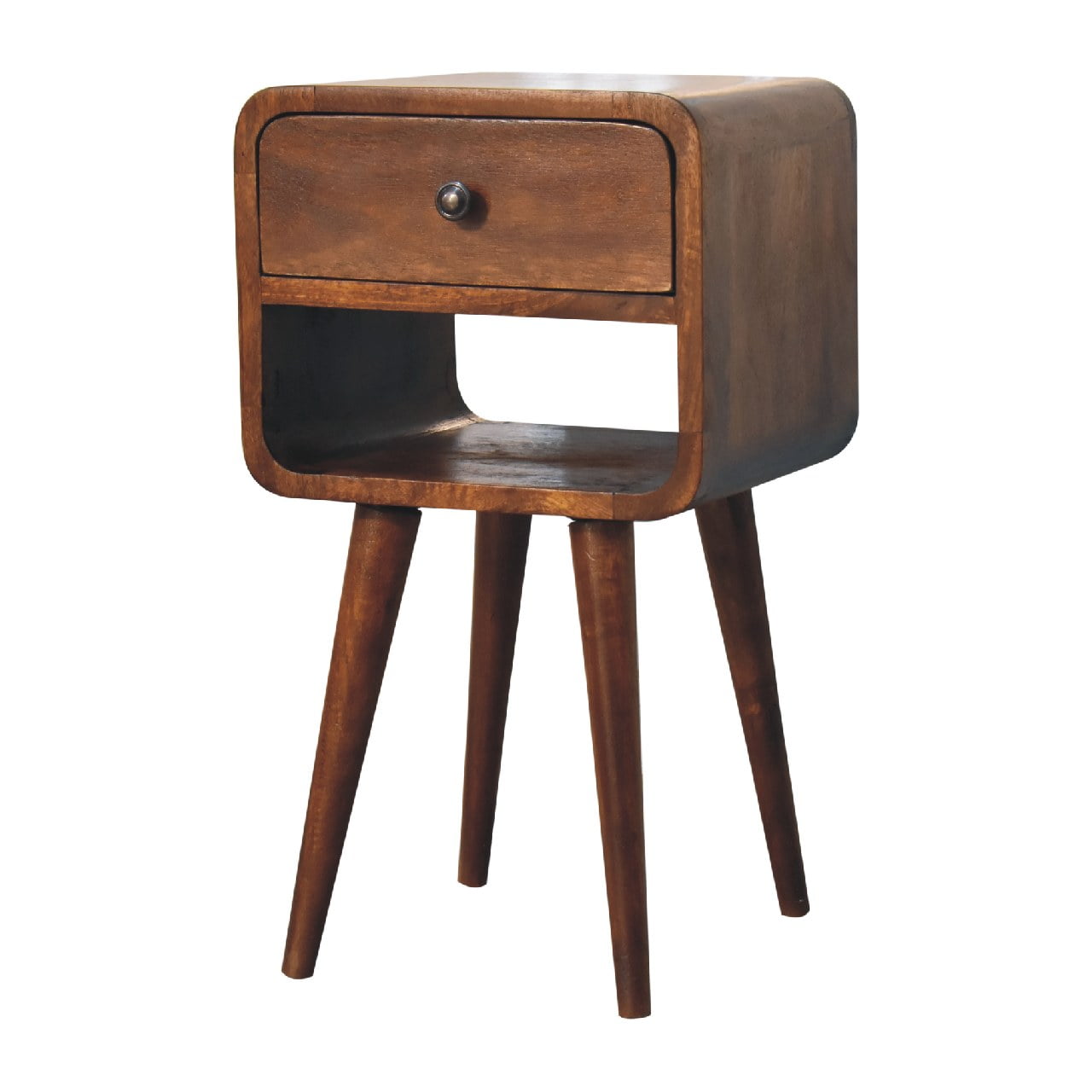 Mini Chestnut Curve Lower Bedside Table