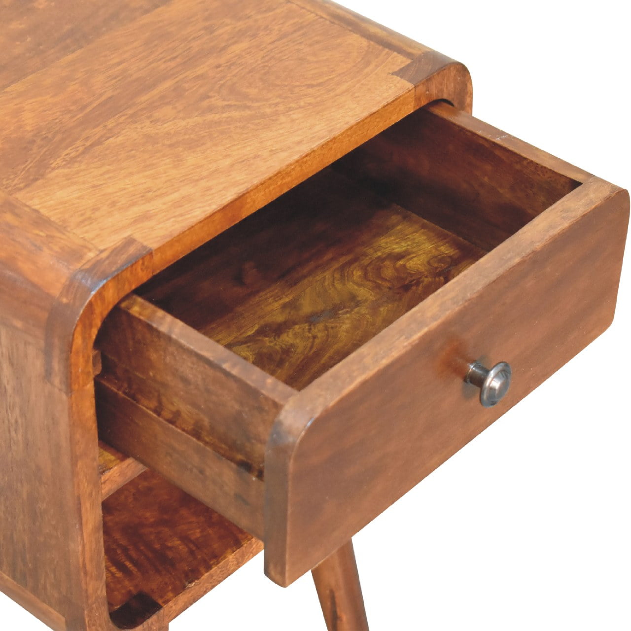 Mini Chestnut Curve Lower Bedside Table