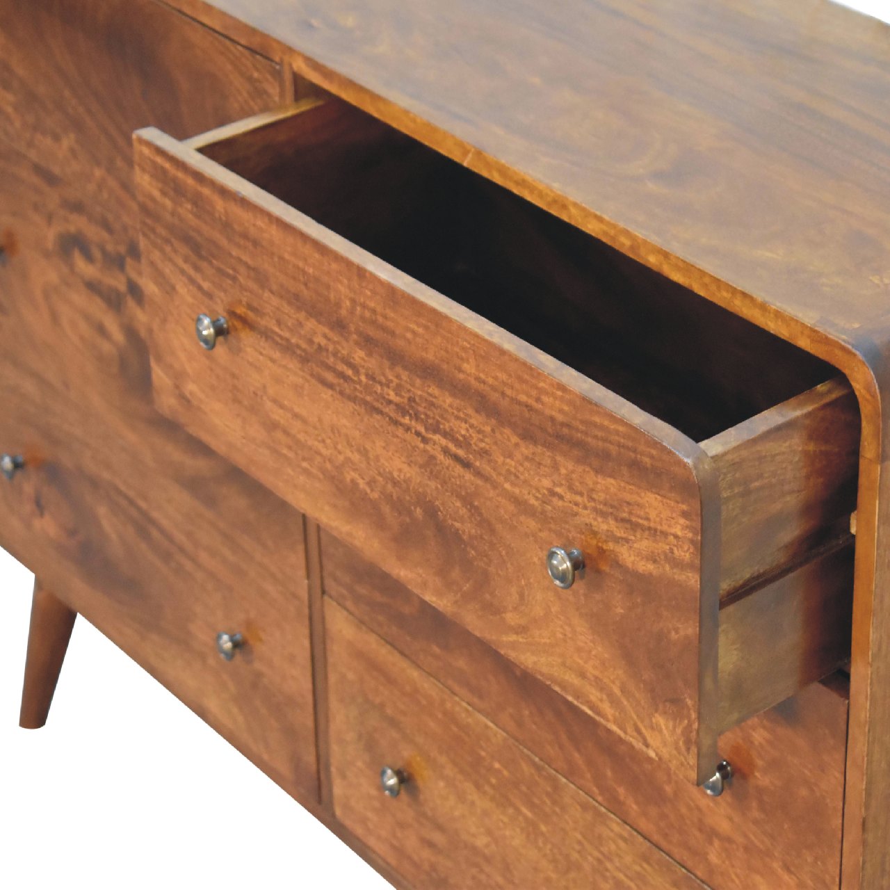 Large Curved Chestnut Chest Of Drawers