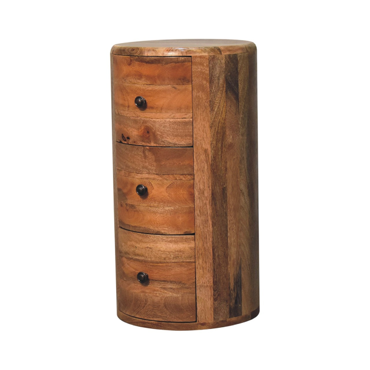 Oak-ish Drum Chest Of Drawers