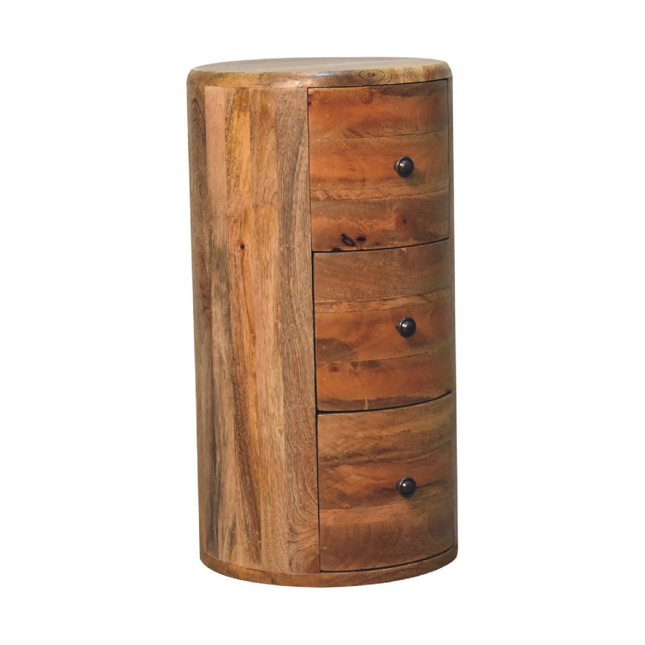 Oak-ish Drum Chest Of Drawers