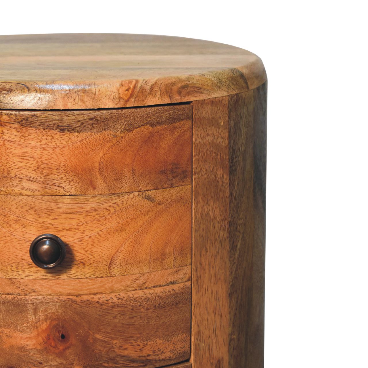Oak-ish Drum Chest Of Drawers