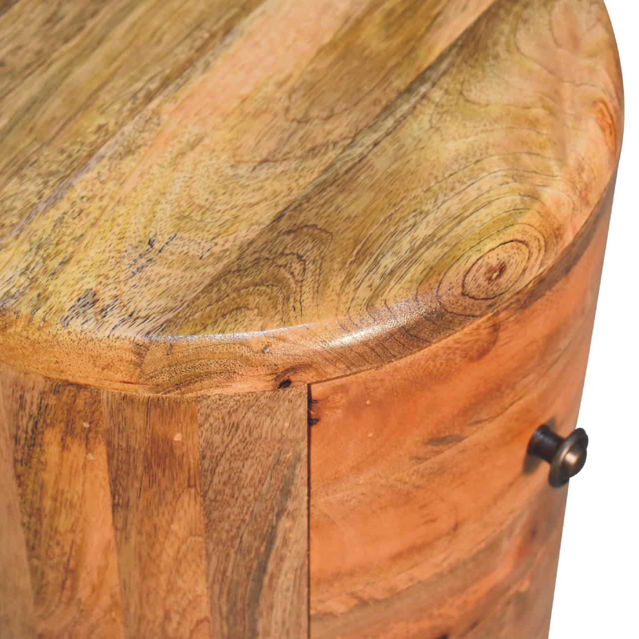Oak-ish Drum Chest Of Drawers