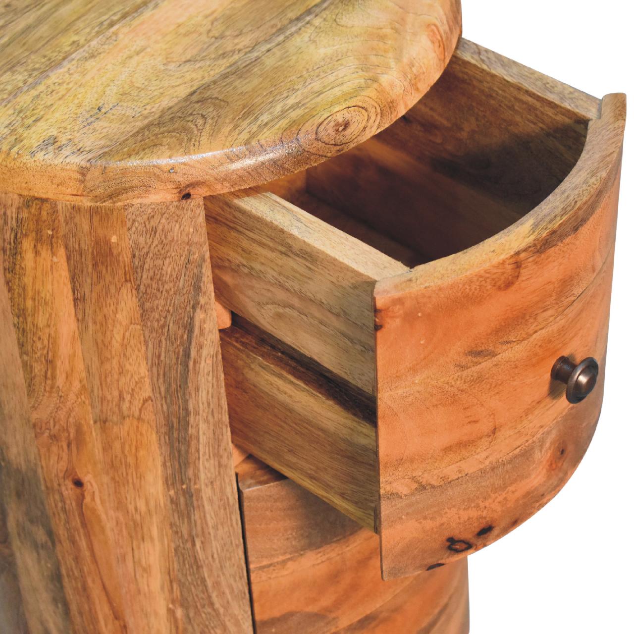 Oak-ish Drum Chest Of Drawers