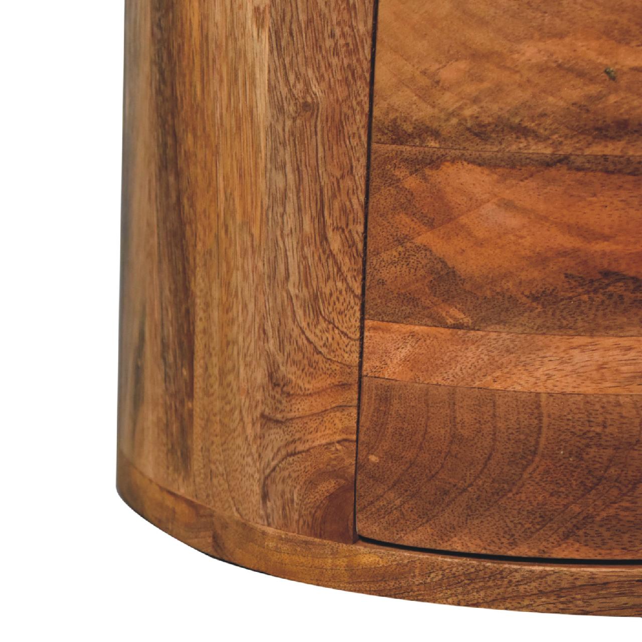 Oak-ish Drum Chest Of Drawers