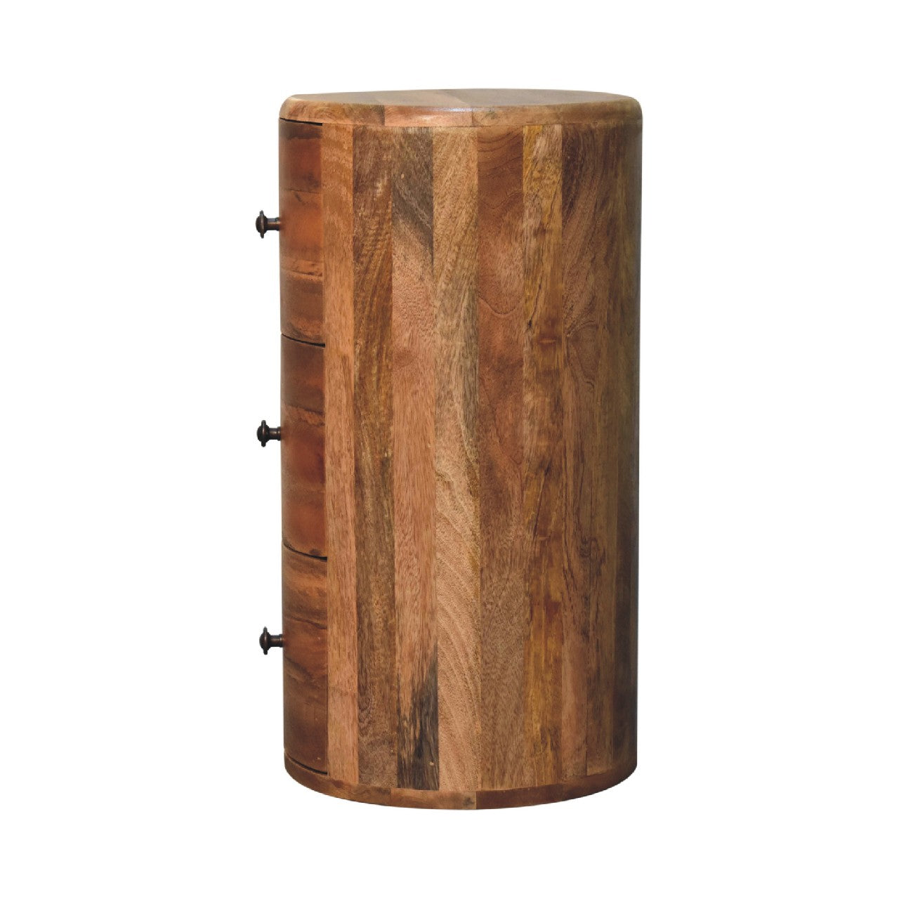 Oak-ish Drum Chest Of Drawers