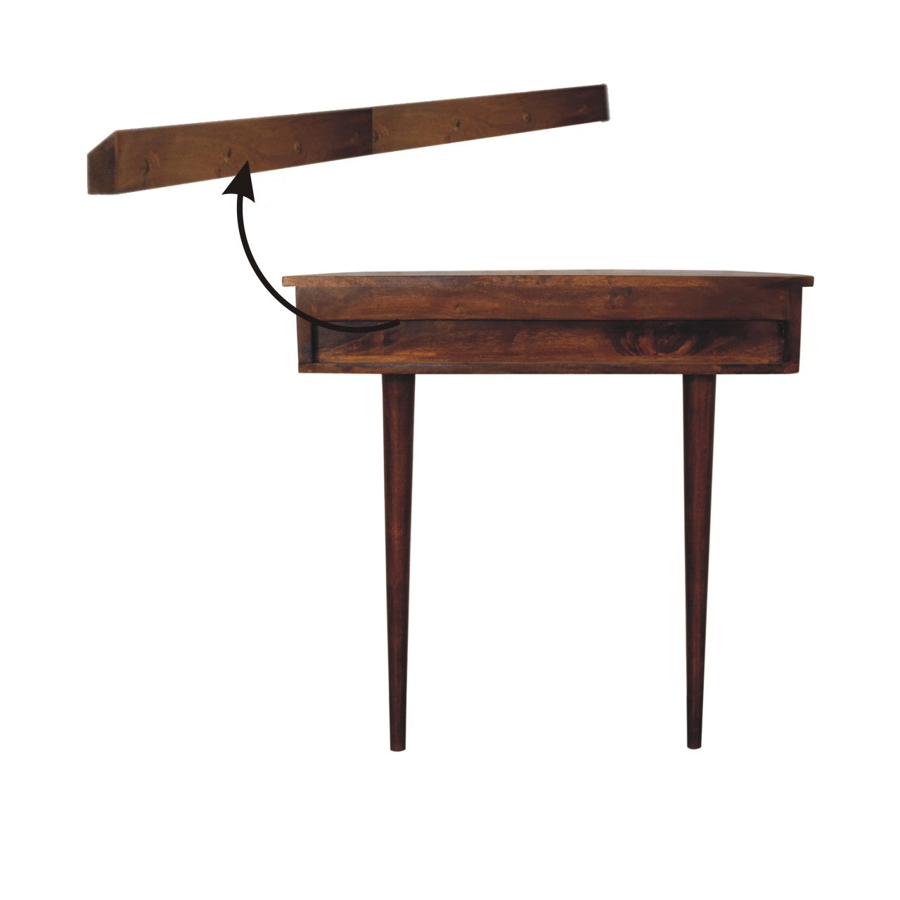 Backless Mounted Chestnut Console Table
