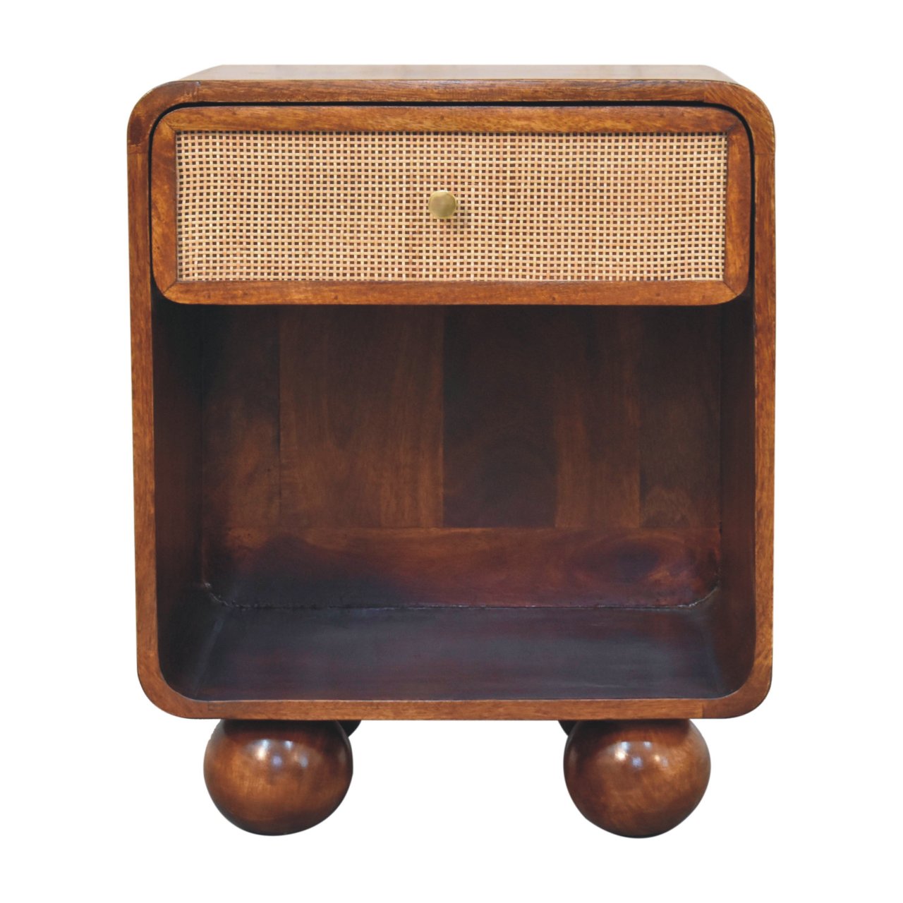 Chestnut Open Woven Bedside Table