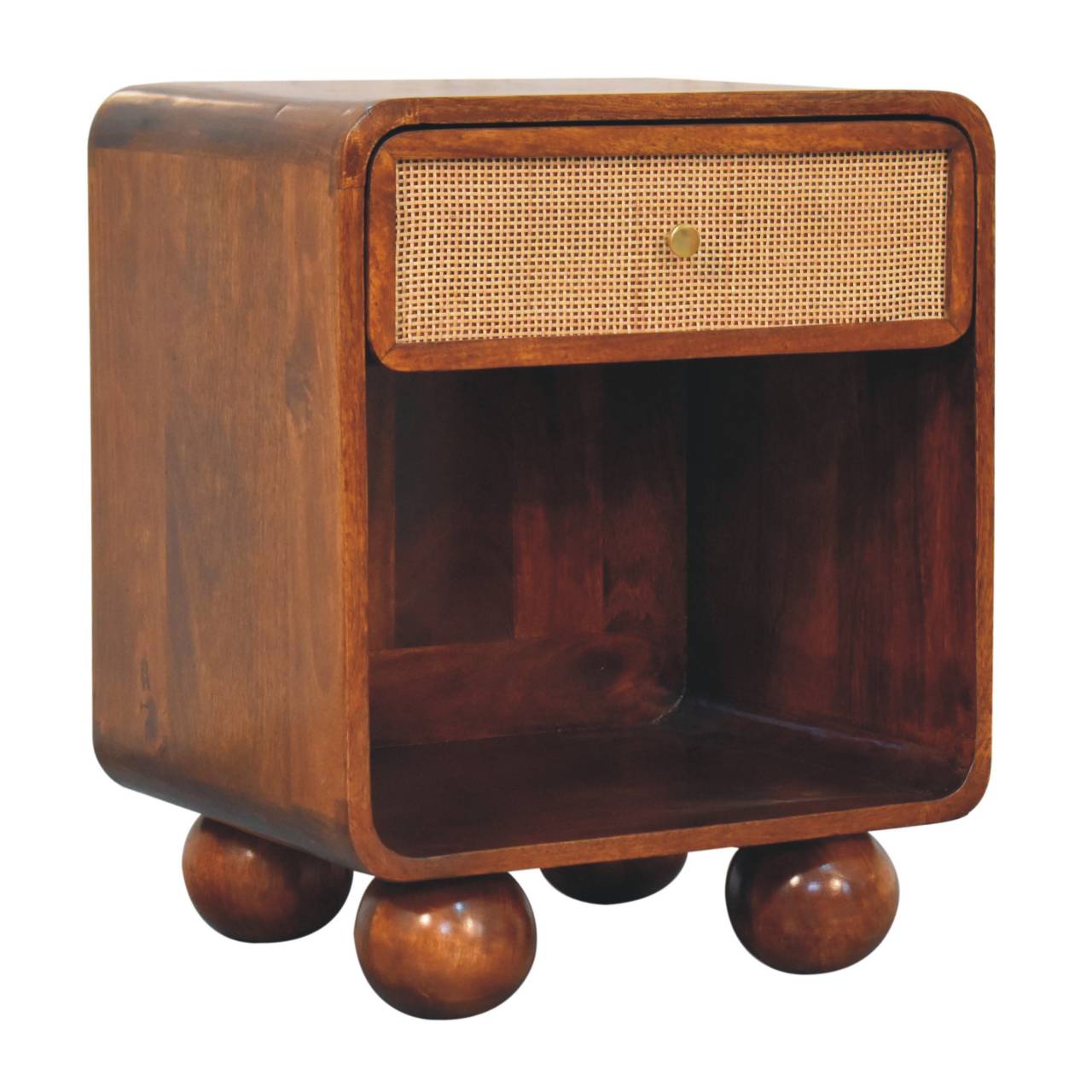 Chestnut Open Woven Bedside Table