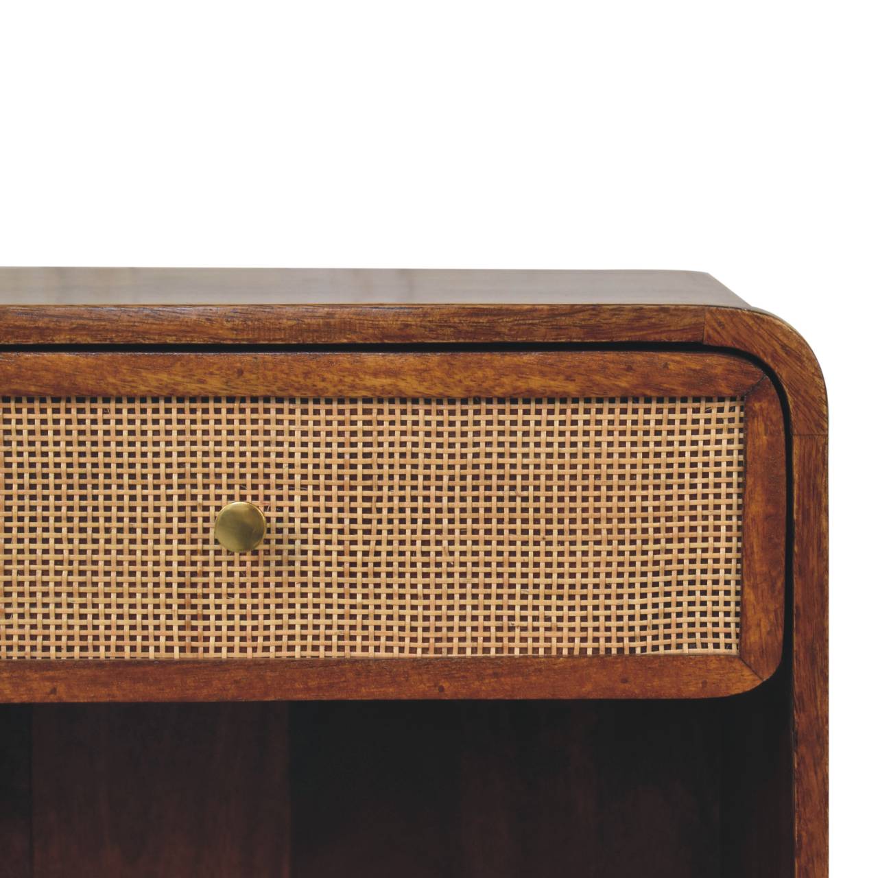 Chestnut Open Woven Bedside Table