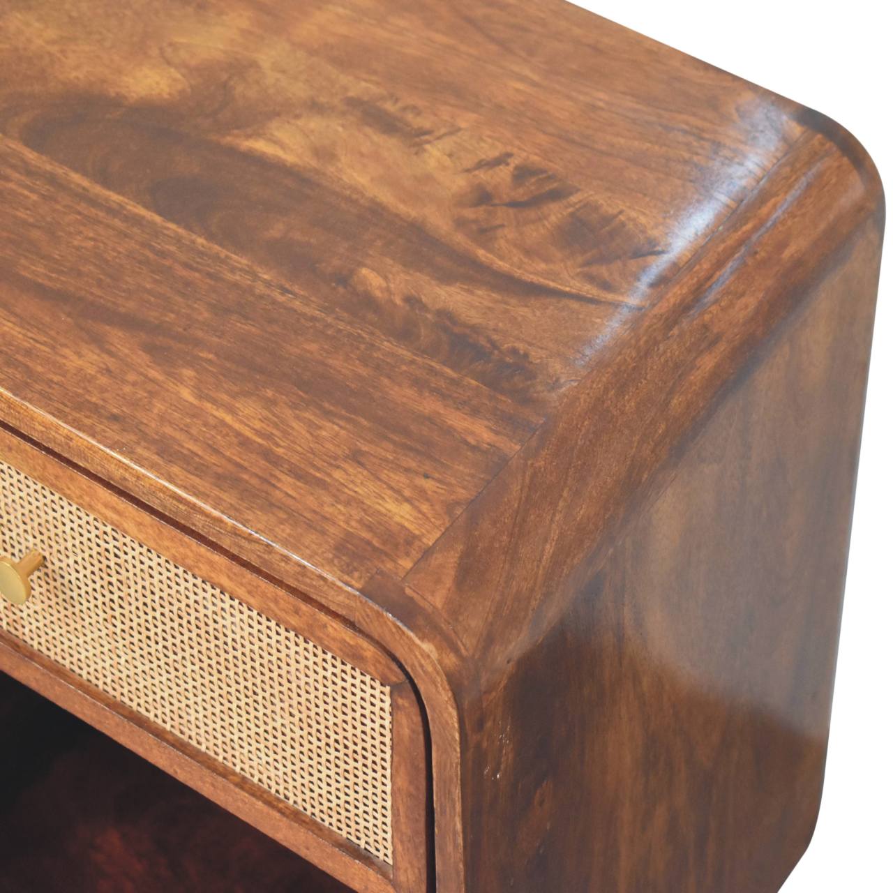 Chestnut Open Woven Bedside Table