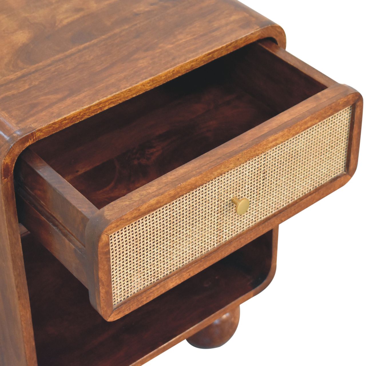 Chestnut Open Woven Bedside Table