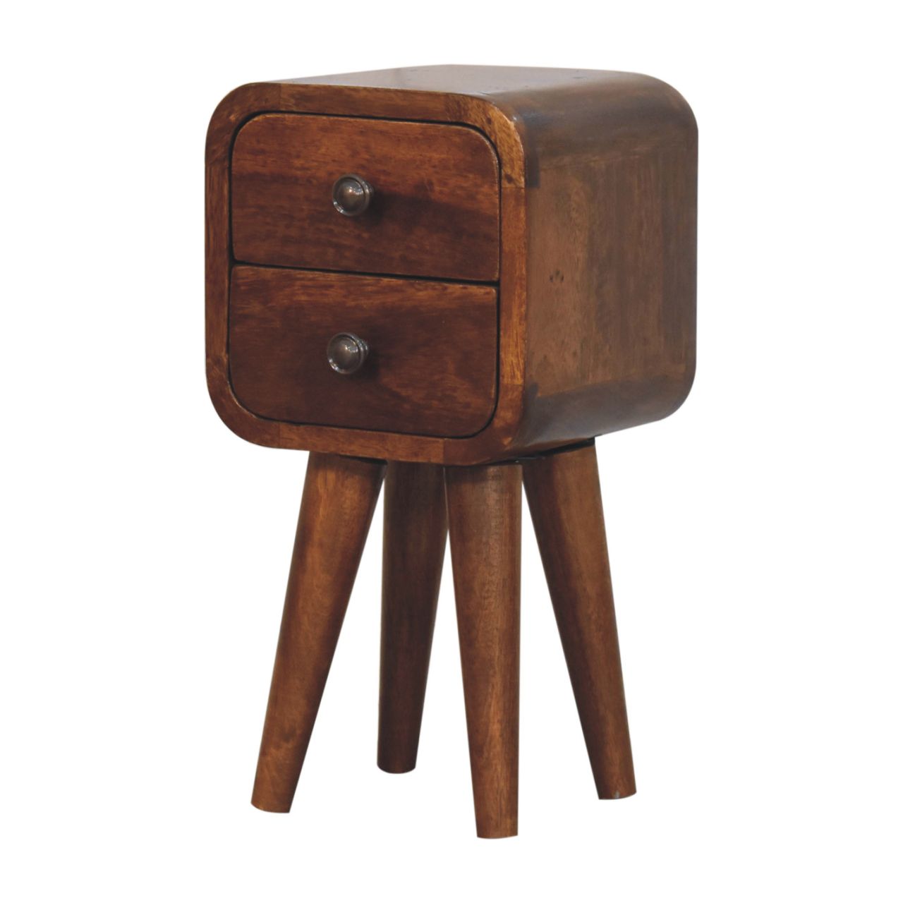 Extra Mini Curved Chestnut Bedside Table