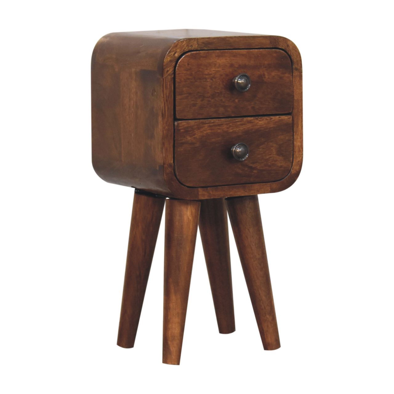 Extra Mini Curved Chestnut Bedside Table